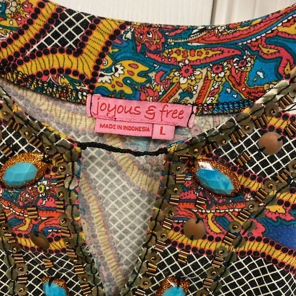 Multicolor Bohemian Women's Top
 Joyous and free large - Picture 2 of 4